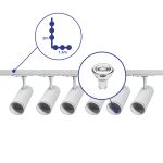 Bright Choice Complete Set 1-Phase Rail L 1,5 x 2 Meter White | incl. 6x Spot + GU10 2700K 3W Dimmable + End Cap, Power Connector and L -Connector 