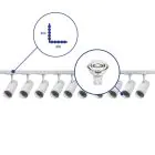 Complete Set 1-Phase Rail L 2 x 2 Meter White | incl. 10x Spot + GU10 2700K 3W Dimmable + End Cap, Power Connector and L -Connector